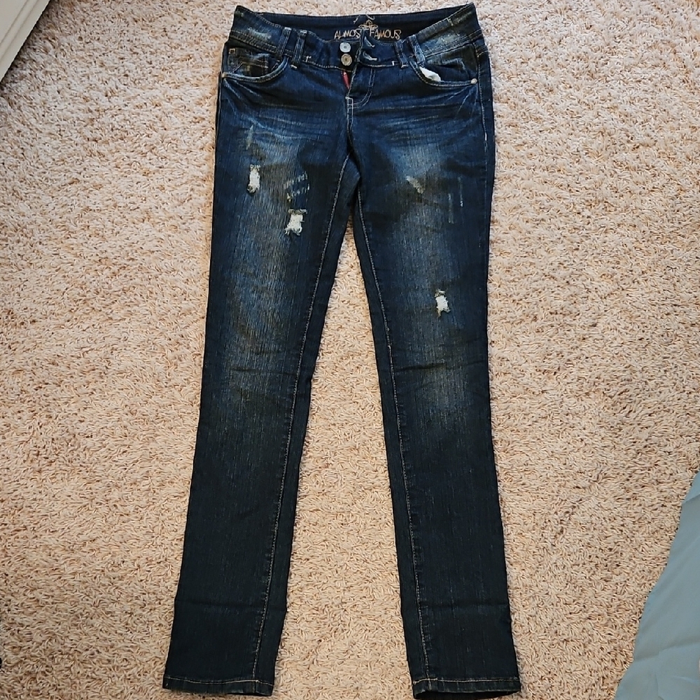 3/$20🎉 Almost Famous Blue Skinny Jeans Distressed Style